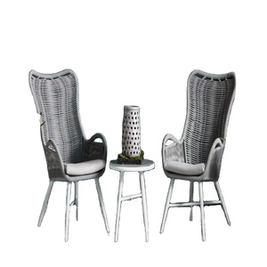 Ensemble de mobilier d'extérieur 3 pièces en rotin PE à cadre en aluminium/Ensemble de café design moderne pour patio et hôtel avec 2 chaises et 1 canapé - Product Image 1