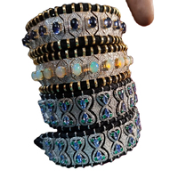 Bracelet et bracelet en argent sterling 925 avec diamant naturel fileté avec pierres précieuses en opale de saphir et de tanzanite