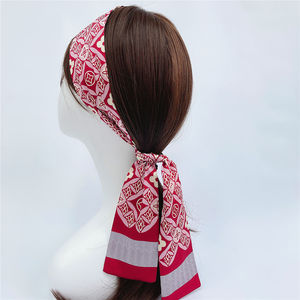 New Women <b>Floral</b> Printed Silk Scarf Bag Decoration Hair Neck Tie <b>Headband</b> Small Narrow Silk Ribbon Skinny Scarf - Product Image 2