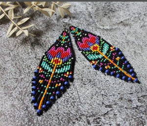 Pendientes de moda florales con cuentas, pendientes de flor, pendientes colgantes con flecos, pendientes de cuentas de semillas, pendientes tipo candelabro, brillantes - Product Image 2