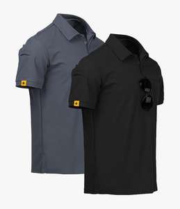 2 packs de polos à manches courtes Performance 100% coton pour polo avec logo avant à motif solide Jersey Impression numérique - Product Image 1