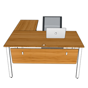 BFATB009-AtonBamboo 140x150cm L-Shaped Gaming <b>Desk</b> with <b>Foldable</b> Iron Legs Wooden Material Adjustable and Drawer Features - Product Image 3
