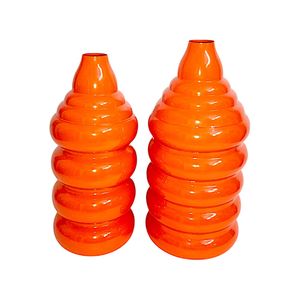 Vase à bulles orange nordique, art totem moderne, vase décoratif pour fleurs, décoration de salon, vase de centre de table de luxe - Product Image 2