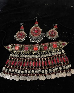 Meilleur prix, ensemble de bijoux afghans légers et robustes, collier vintage, boucles d'oreilles, forme personnalisée pour femmes, filles, Offre Spéciale pour mariage - Product Image 4