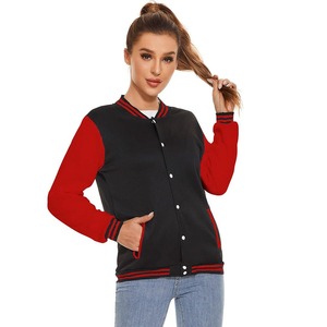 Vestes de baseball pour femmes à la mode fabriquées avec 100% de laine et de denim Vêtements décontractés durables avec des patchs en coton - Product Image 1