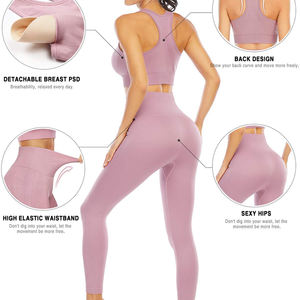 2025 logotipo personalizado sin costuras Yoga mujeres activas deportes entrenamiento ropa deportiva gimnasio Fitness conjuntos ropa para mujeres - Product Image 4