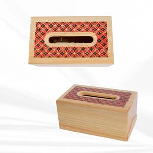 Caja de pañuelos de madera Natural de estilo rústico, soporte de pañuelos cuadrado impermeable para sala de estar o baño, decoración del hogar - Product Image 3