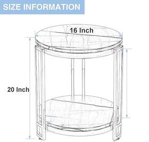 2-Tier Metal <b>Nesting</b> End <b>Table</b> Round Sofa Side <b>Table</b> & Snack/Coffee/Tea <b>Table</b> Marble Look for <b>Living</b> <b>Room</b> Bedroom Apartments - Product Image 2