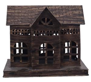 Maison d'oiseau design gris rustique fait à la main cabane suspendue décorative en métal galvanisé pour la maison ou l'ornement de Noël - Product Image 3