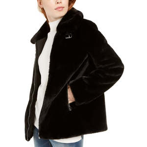 Cappotto Reversibile in Pelliccia di Coniglio per Ragazzi BCX, Taglia XS, Nero con Decorazioni Vintage, Poncho in Lana Tinta a Quadri Imbottito in Cotone - Product Image 1