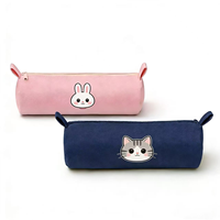 Trousse à crayons en toile personnalisée en gros, motifs animaux mignons (lapin, chat), sac de papeterie, pochette de maquillage portable, fabrication OEM/ODM, diverses formes de sacs