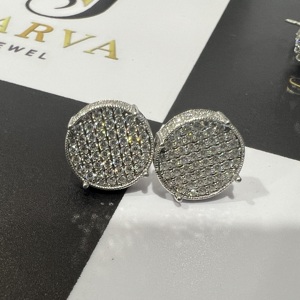 New 2026 Luxury Lab grown Diamond Studs <b>Earrings</b> 10K 14K White Gold Hip Hop Cute <b>Hook</b> Shape for Men's Women's Party - Product Image 1