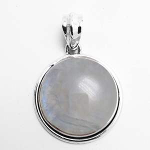 Pendentif rond en pierre de lune arc-en-ciel en argent sterling 925 avec placage à l'or cadeau de mariage parfait pour l'amour 925 bijoux estampillés - Product Image 4