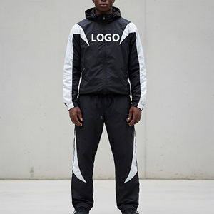 Venta al por mayor de chándal cortavientos impermeable con logotipo bordado personalizado estilo Hip Hop chándal con paneles de bloque de color para hombres - Product Image 4