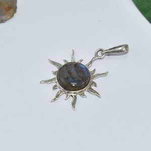 Collier soleil en labradorite céleste, pendentif en argent sterling 925, plaqué or vintage, bijoux bohèmes, pierre de guérison, cadeau pour elle - Product Image 4