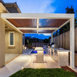 Pérgola Bioclimática Motorizada <span class=keywords><strong>de</strong></span> Aluminio Impermeable con Estructura con Recubrimiento en Polvo <span class=keywords><strong>para</strong></span> Jardín y Balcón, Diseño <span class=keywords><strong>de</strong></span> Láminas Ajustables - Product Image 4