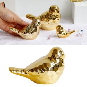 Figurine d'oiseaux plaquée or de qualité supérieure objet décoratif et sculpture d'oiseau abstrait et décoration de la maison - Product Image 3