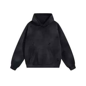 Sudadera con Capucha Cuadrada Estilo Vintage, Lavado Ácido, Desgastada, 100% Algodón, Gruesa, 500 Gsm, Felpa Francesa, Lisa - Product Image 5