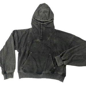 Nouveau Hoodie Homme 2025 Élégant en Coton Polaire à Col Zippé, Effet Délavé Acide et Vieilli, Respirant, Hiver, Service OEM - Product Image 1