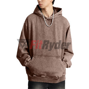 Sudaderas con capucha lavadas con ácido de algodón 100% de alta calidad, ropa de hombre de invierno de punto con capucha de estilo callejero Vintage de secado rápido al por mayor - Product Image 1