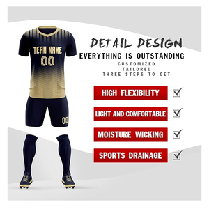 Uniformes de fútbol personalizables de alta calidad unisex, todos los tamaños, ropa de fútbol de poliéster ligera de Color sólido - Product Image 2