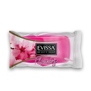 สบู่ใสดอกไม้ 75 กรัม ฟลอว์แพ็ค ให้ความชุ่มชื้น สดชื่น ล้างมือได้ ไม่มีสารเคมีรุนแรง ทำความสะอาดผิวกายทุกวัน 72 ชิ้น EVISSA - Product Image 1