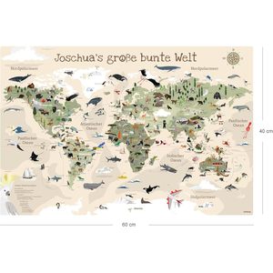 Alfombrilla de Escritorio con Mapa del Mundo en Color Beige POD, con Nombre Personalizado, Diseño de Dibujos Animados, Material de Tela - Product Image 1