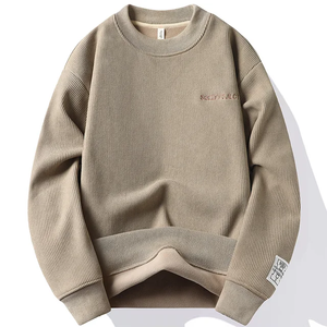 Vendedores 100% algodón Sudadera con capucha negra Peso pesado Kitted Dos tonos Cortar y coser Felpa Sudadera de cuello redondo - Product Image 2