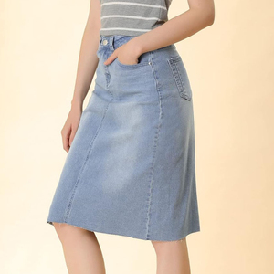 Jupe en jean pour femme, matière durable et extensible, idéale pour les activités quotidiennes, jupe en jean pour femme, coupe droite classique, portable - Product Image 3