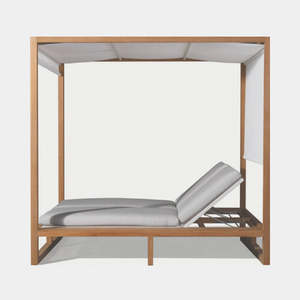 Cabane extérieure contemporaine avec deux lits de soleil, ombrage réglable et coussins profonds pour un patio élégant et une station balnéaire - Product Image 6