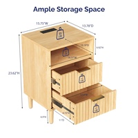 Table de chevet en bois rainuré OEM avec tiroirs, prise de type B, table d'appoint 125V avec station de charge pour chambre à coucher
