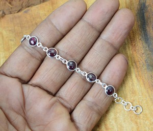 Handmade <b>Silver</b> Boho Style <b>Bracelet</b> Jewelry 925 <b>Sterling</b> <b>Silver</b> Garnet Gemstone Trending <b>Bracelet</b> Jewelry For <b>Women</b> Gift For Her - Product Image 2