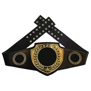 เข็มขัดแชมป์ Flyingkick Enterprises รุ่น World Tag Team Championship Wrestling ทำจากหนังแท้ พร้อมแผ่นทองคำ - Product Image 2