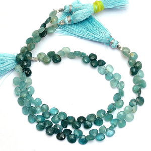 AAA Grandidierite 5mm-6mm Facetado Corazón Briolette Beads | 8 "Strand | Natural Rare Grandidierite Semi Precious Gemstone Briolette - Product Image 5