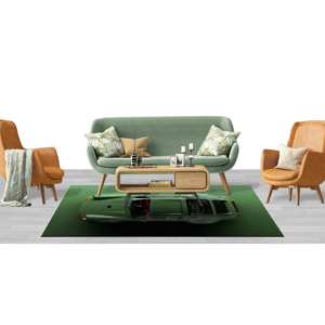 Alfombra con Efecto 3D de Auto Verde: Decoración para Salón, Apta para Mascotas, con Pelo Suave - Product Image 4