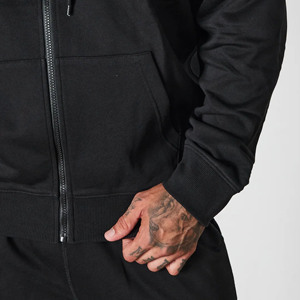 Nouveau design noir surdimensionné Full Zip 2 pièces ensemble sweat à capuche et jogger lourd coton hommes sweatsuite survêtement pour hommes logo personnalisé - Product Image 6