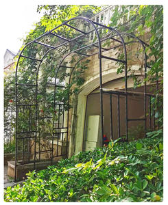 Arche <span class=keywords><strong>de</strong></span> jardin d'extérieur, tonnelle en métal robuste pour plantes grimpantes, pergola noire résistante aux intempéries pour cour, patio - Product Image 6