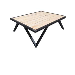 Luxury Solid Wood Coffee <b>Table</b> With Geometric <b>Metal</b> <b>Legs</b> Living Room Furniture Custom Size And Finish At Affordable Price - Product Image 3