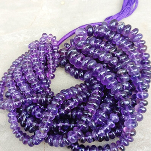 Haute qualité naturel améthyste lisse Rondelle perles brin à la main perles de pierres précieuses pour bijoux collier Bracelet faisant en vrac - Product Image 6