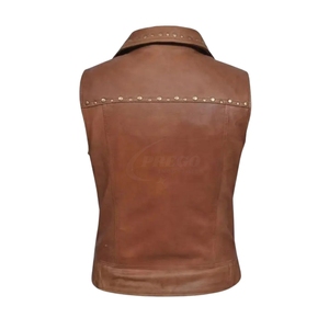 Chaleco de Cuero para Motociclistas al por Mayor para Mujer |   Nuevo Material, Cómodo de Usar, Transpirable, de Alta Calidad, Prenda Exterior de Cuero sin Mangas a la Moda - Product Image 2
