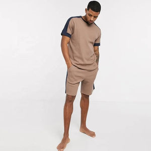 Ensemble de shorts d'été décontractés pour hommes 100% T-shirts en coton et shorts en maille imprimée Ensemble de shorts deux pièces pour hommes - Product Image 3