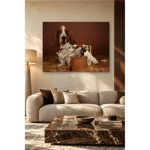 Impression sur toile de chien Basset Hound avec téléphone antique - Product Image 5