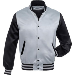Veste de baseball violette avec logo personnalisé, veste bomber en satin pour hommes, fabricant OEM ODM, varsity - Product Image 5