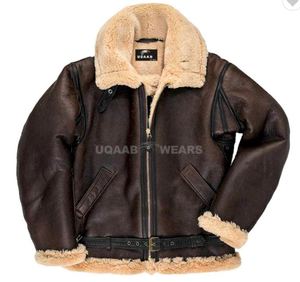 Chaqueta de Cuero B3 Shearling Estilo Aviador RAF, Chaqueta de Piel de Oveja, Chaqueta Bomber de Moda Vintage, Chaqueta de Cuero Genuino - Product Image 1