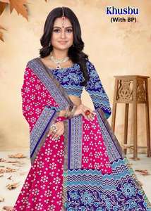 Khusbu algodón impreso nupcial Sari distribuidores en la India - Product Image 6