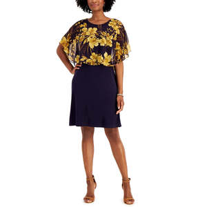 Abito Tubino da Donna Connected Popover in Chiffon Giallo con Stampa Floreale Taglia 10 Petite Vita Naturale - Product Image 4