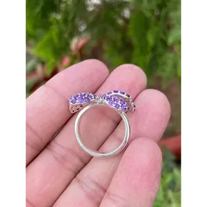 Bague Papillon en Argent 925 avec Améthyste Naturelle, Micro-Pavé et Plaqué Or 18K – Bagues Tendance pour Cadeaux - Product Image 5