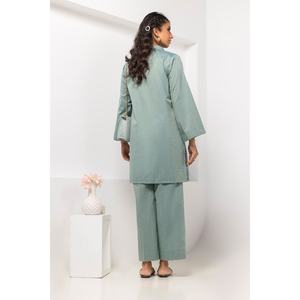 Ensemble coordonné en lin teint en fil avec embellissements IPS-24-181, deux pièces assorties, manches trois quarts, tailles XS à 2XL, pour le bureau - Product Image 2