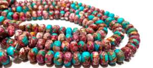 Perles rondes lisses en turquoise cuivre Kingman violet naturel, 8 mm, vendues par brin, 7 pouces de long - Product Image 2