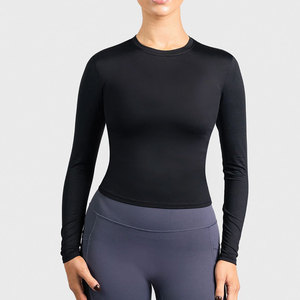 T-shirt de fitness pour femmes T-shirt de yoga et de gym respirant à séchage rapide et évacuation de l'humidité pour l'entraînement T-shirt de fitness à couche de base - Product Image 1